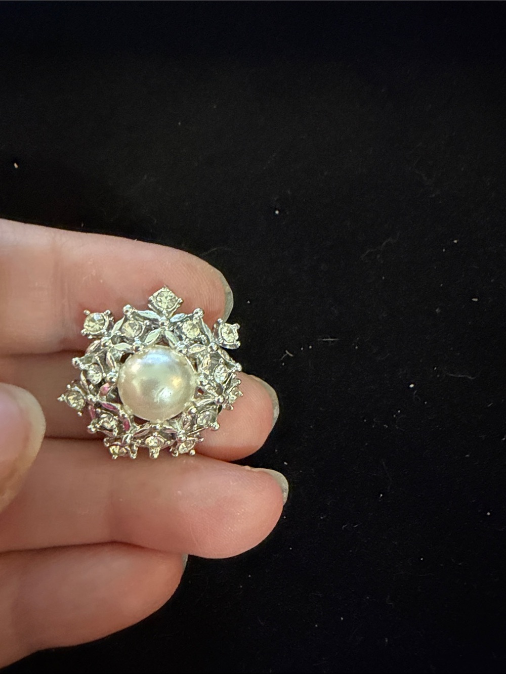 Sarah Coventry Pearl and Crystal Silver-Tone Brooch - Women Jewelry
